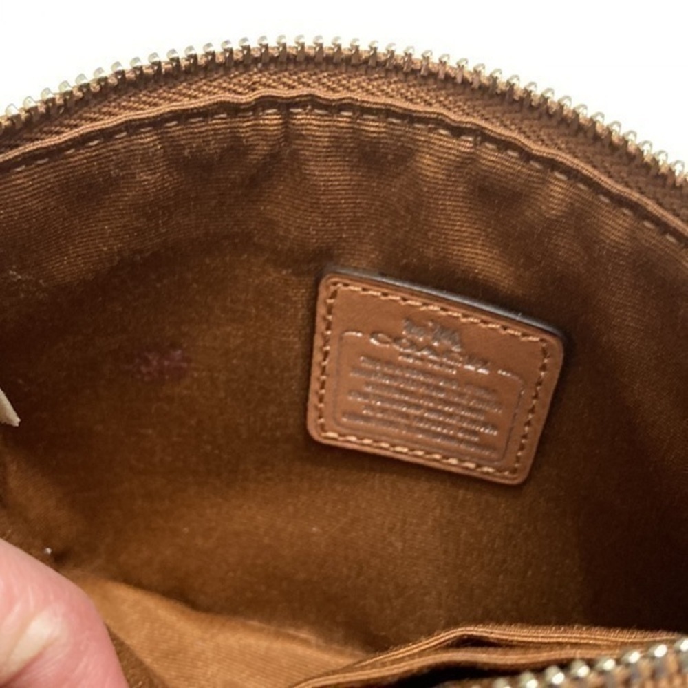 Coach brown leather shearling trimmed wristlet bag - Picture 8 of 10